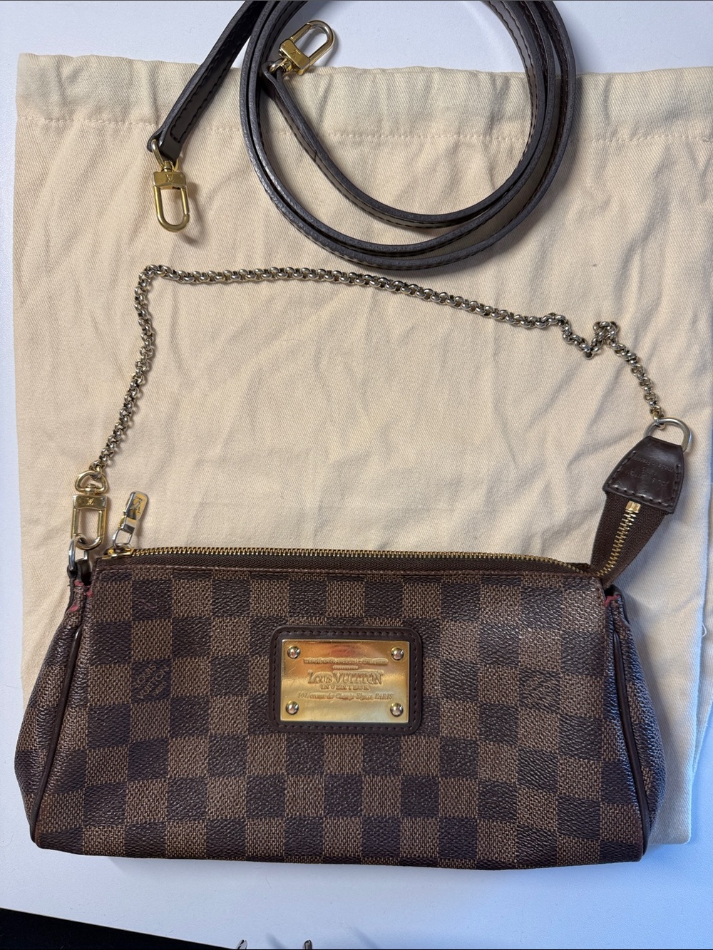 Louis Vuitton Brown Damier Eva Clutch and Crossbody - Picture 5 of 12
